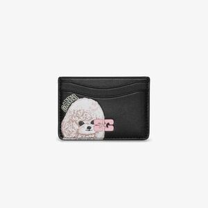 Ganni Black Card Holder with White Puppy Design (Brand New)